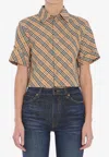 Burberry Check Cropped Shirt In Brown