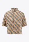 Burberry Vintage Check Cropped Shirt In Neutral