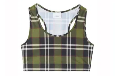 Pre-owned Burberry Checked Cropped Tank Top Green