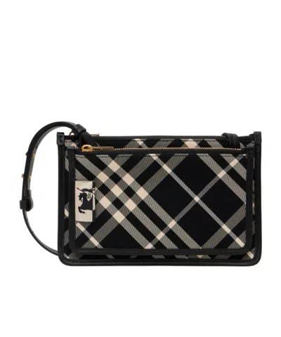 Burberry Checked Cross Body Bag In Black