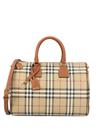 Burberry Beige Bowling Medium Duffle Bag In Brown
