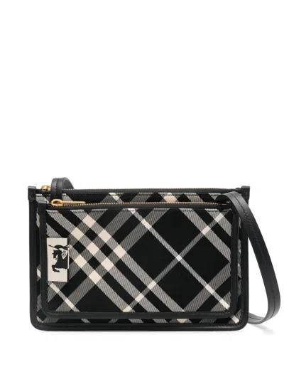 Burberry Checked Cross Body Bag In Schwarz