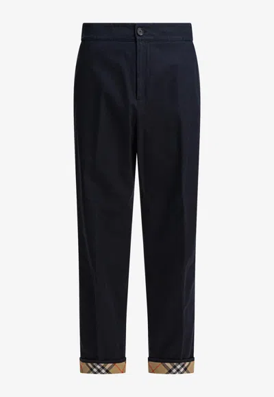 BURBERRY CHECKED CUFFS CHINO PANTS