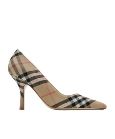 Burberry Archivio Check Baby Pumps In Alabaster Ip Check
