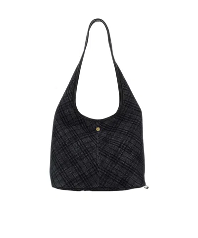 Burberry Checked Denim Shoulder Bag