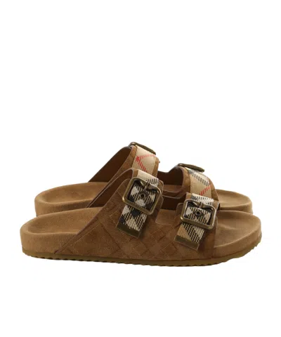 Burberry Checked Double-buckle Sandals In Multi