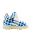 Burberry Checked Drawstring Padded Boots In Blue