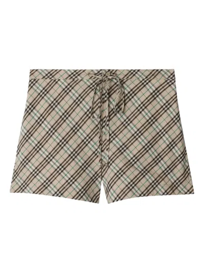 Burberry Check Cotton Pyjama Shorts In Multicolor
