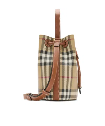 Burberry Checked Drawstring Shoulder Bag