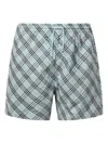 Burberry Checked Drawstring Swim Shorts In Green