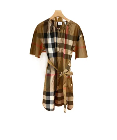Burberry Checked Dress In Brown