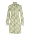 Burberry Belted Checked Linen-bend Mini Shirt Dress In Green