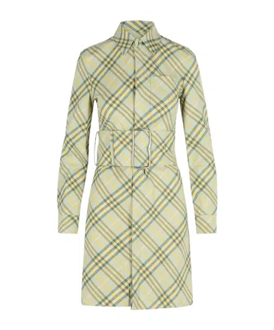 BURBERRY BURBERRY CHECKED BELTED WAIST SHIRT DRESS