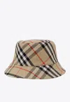 BURBERRY CHECKED EDK-EMBROIDERED BUCKET HAT