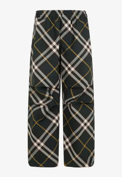BURBERRY CHECKED ELASTIC-WAIST PANTS