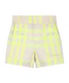 Burberry Childrens Check Cotton Blend Shorts In Yellow