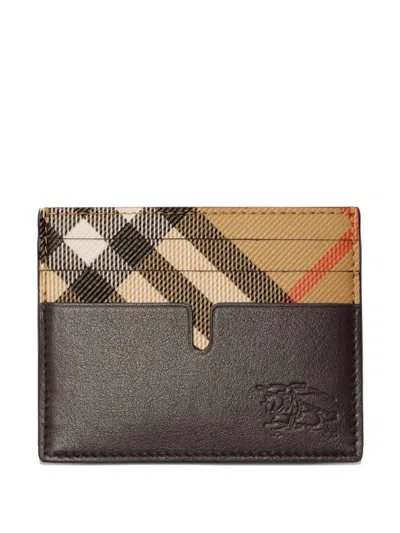 Burberry Checked Embossed-logo Cardholder In Brown