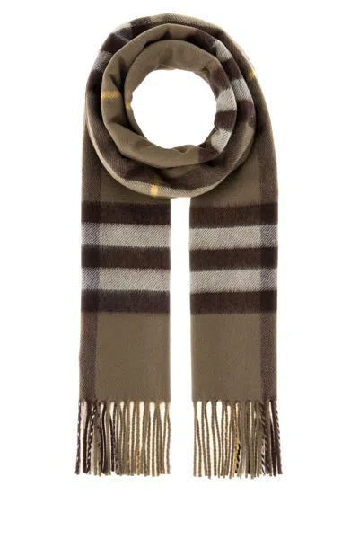 Burberry Cashmere Striped Scarf In Brown