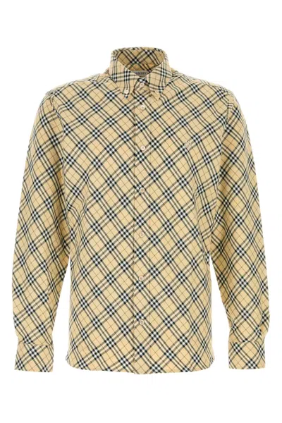 Burberry Checked Embroidered Cotton Shirt In Multi