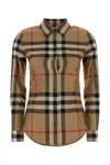 Burberry Check Pattern Collared Neck Cuffed Long Sleeves In Brown