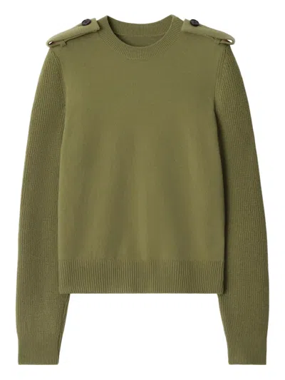BURBERRY CHECKED-EPAULETTES SWEATER