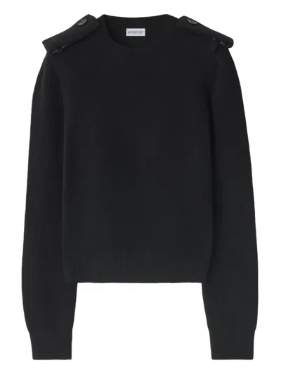 Burberry Karierter Pullover Mit Schulterklappen In Black