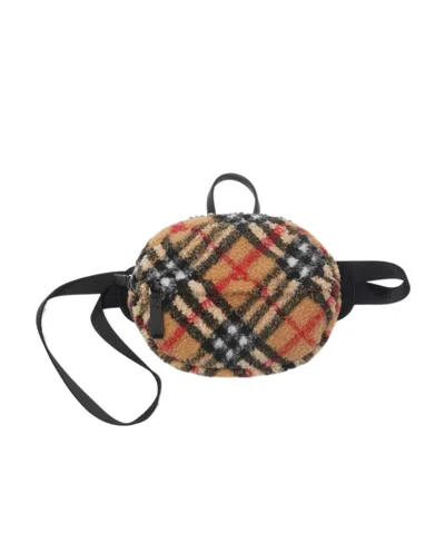 Burberry Checked Fleece Belt Bag In Brown
