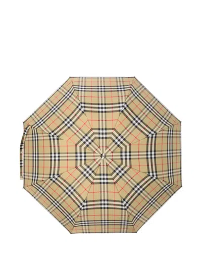 Burberry Checked Folding Umbrella In Multi