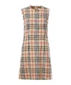 Burberry Checked-pattern Frayed Midi Dress In Brown