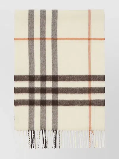 Burberry Checked Fringe Detail Rectangular Scarf