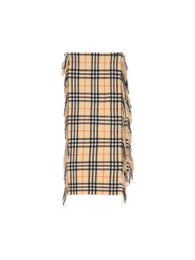 Burberry 'happy' Fringed Scarf In Beige