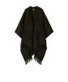 Burberry Checked Fringed Cape In Black