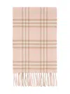 Burberry Checked Fringed Cashmere Scarf In Pink