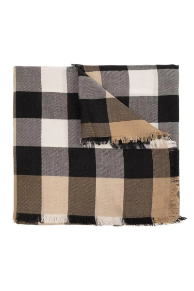 Burberry Checked Fringed-edge Scarf In Archive Beige