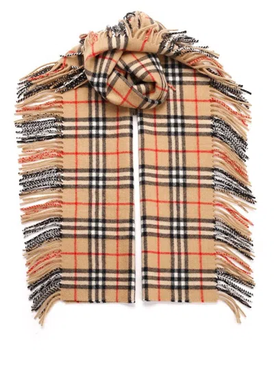 Burberry Checked Fringed Edge Scarf In Multi