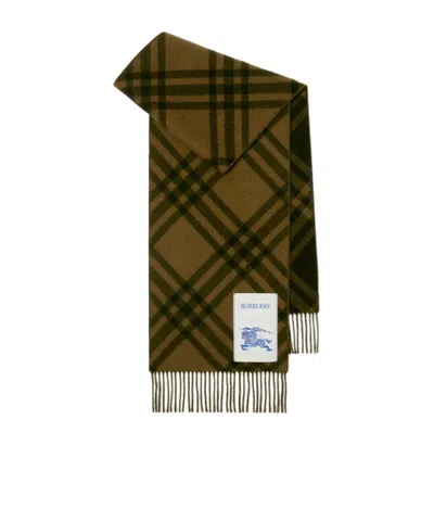 Burberry Cashmere Check Scarf In White