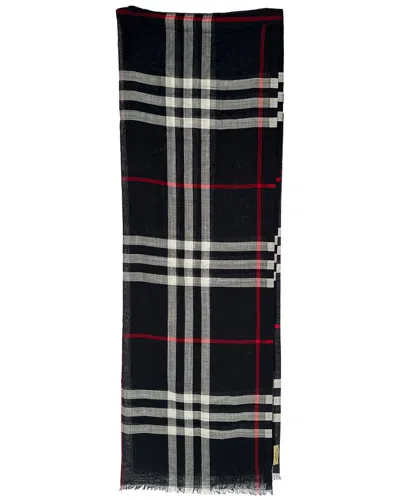 Pre-owned Burberry Checked Fringed Scarf (authentic Pre-loved)