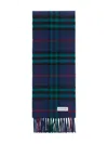 Burberry Checked Fringed Scarf In Blue