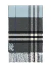 Burberry Checked Fringed Scarf In Gray