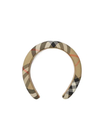 Burberry Checked Hair Band In Nude