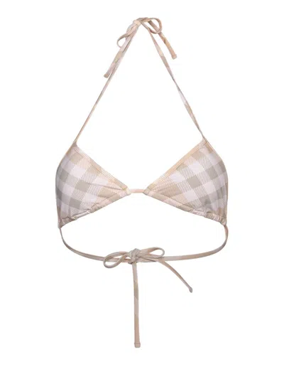 BURBERRY CHECKED HALTERNECK TRIANGLE BIKINI TOP