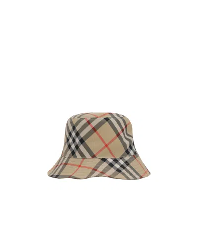 Burberry Checked Hat In Nude