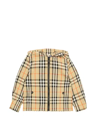 Burberry Babies' Checked Hooded Jacket In Neutral