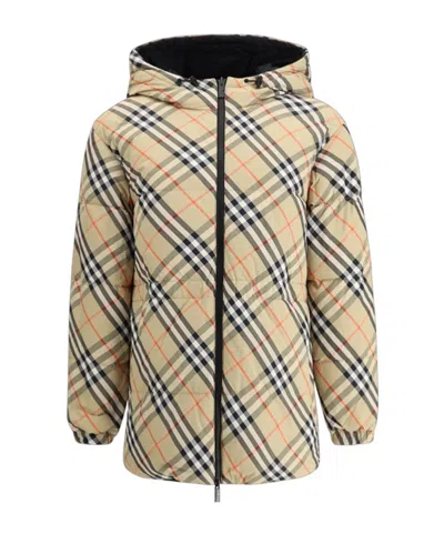 BURBERRY BURBERRY CHECKED HOODED REVERSIBLE DOWN JACKET