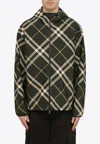Burberry Check-pattern Zipped Hooded Jacket In Green