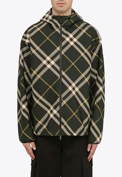 Burberry Checked Jacket In Green