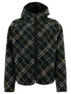 Burberry Hooded Check-print Twill Jacket In Green