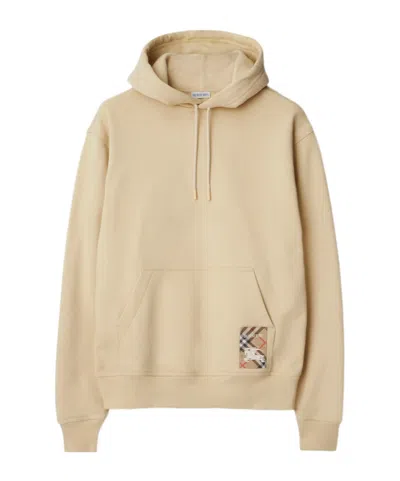 BURBERRY BURBERRY CHECKED PATCH DRAWSTRING HOODIE
