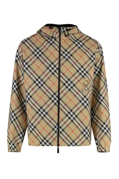 Burberry Men Embroidered Polyester Reversible Jacket In Brown