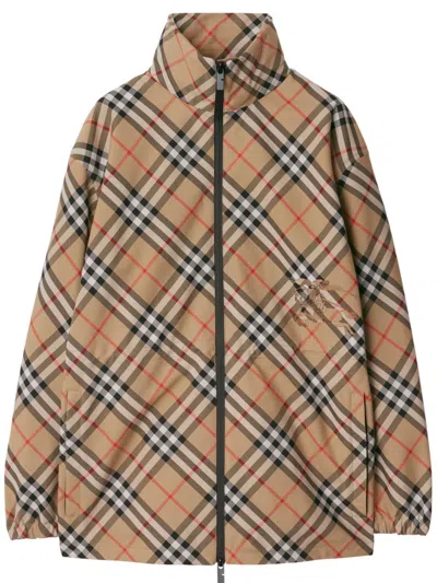 Burberry Checked Jacket In Neutrals